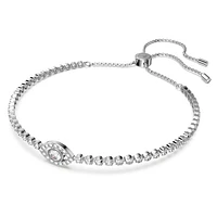 Subtle bracelet, Evil eye, White, Rhodium plated by SWAROVSKI