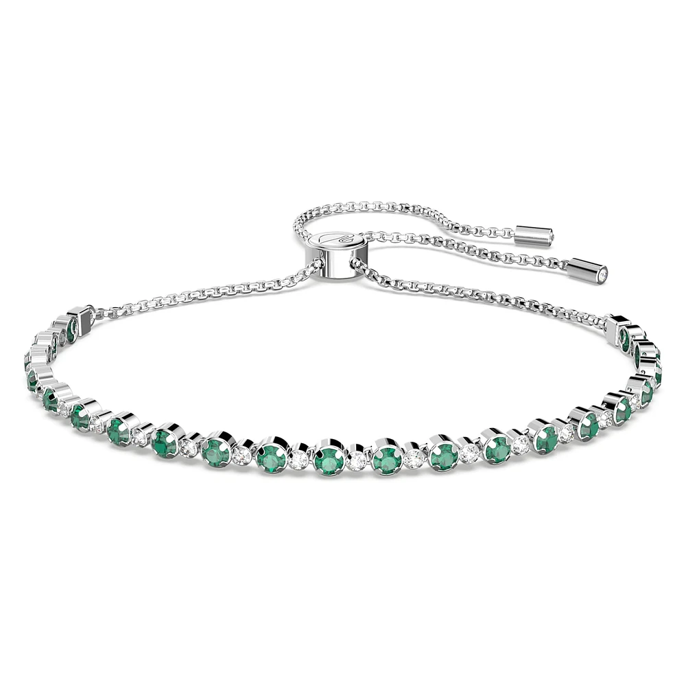 Matrix bracelet, Round cut, Green, Rhodium plated by SWAROVSKI