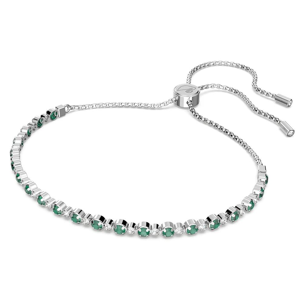 Matrix bracelet, Round cut, Green, Rhodium plated by SWAROVSKI