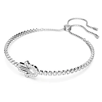 Subtle bracelet, Hand, White, Rhodium plated by SWAROVSKI