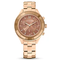 Octea lux sport watch, Swiss Made, Metal bracelet, Brown, Gold-tone finish by SWAROVSKI