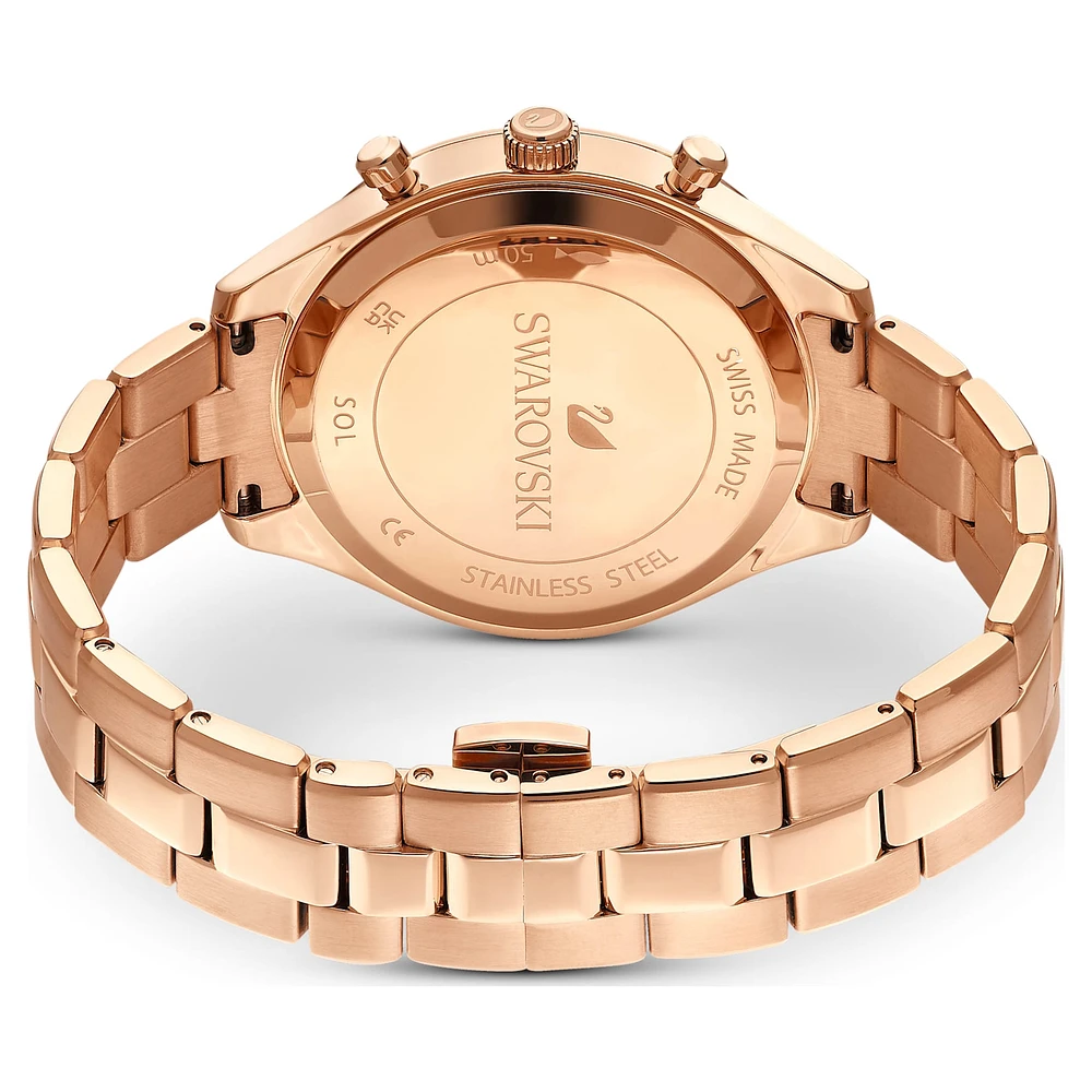Octea lux sport watch, Swiss Made, Metal bracelet, Brown, Gold-tone finish by SWAROVSKI