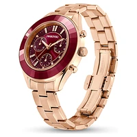 Octea lux sport watch, Swiss Made, Metal bracelet, Red, Rose gold-tone finish by SWAROVSKI