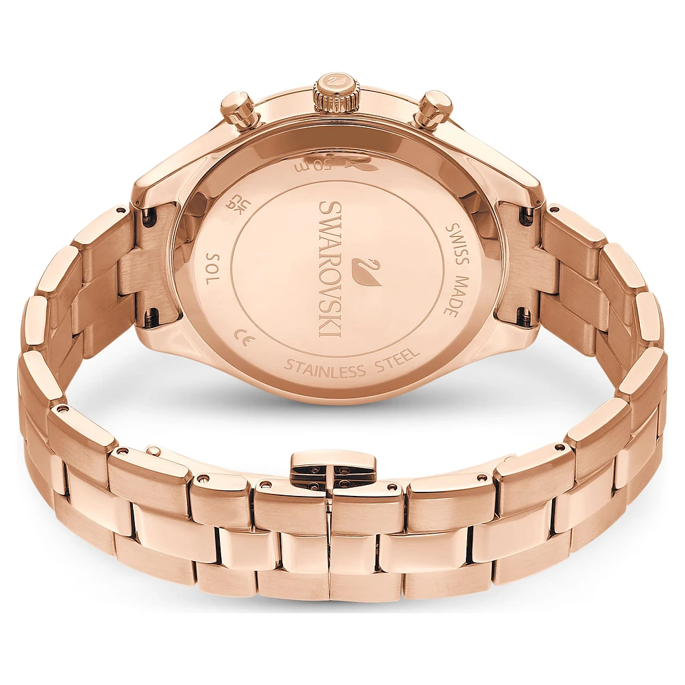 Octea lux sport watch, Swiss Made, Metal bracelet, Red, Rose gold-tone finish by SWAROVSKI