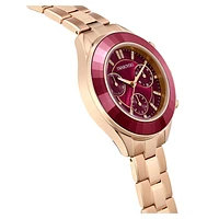 Octea lux sport watch, Swiss Made, Metal bracelet, Red, Rose gold-tone finish by SWAROVSKI