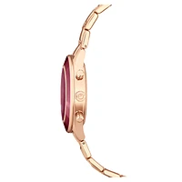 Octea lux sport watch, Swiss Made, Metal bracelet, Red, Rose gold-tone finish by SWAROVSKI