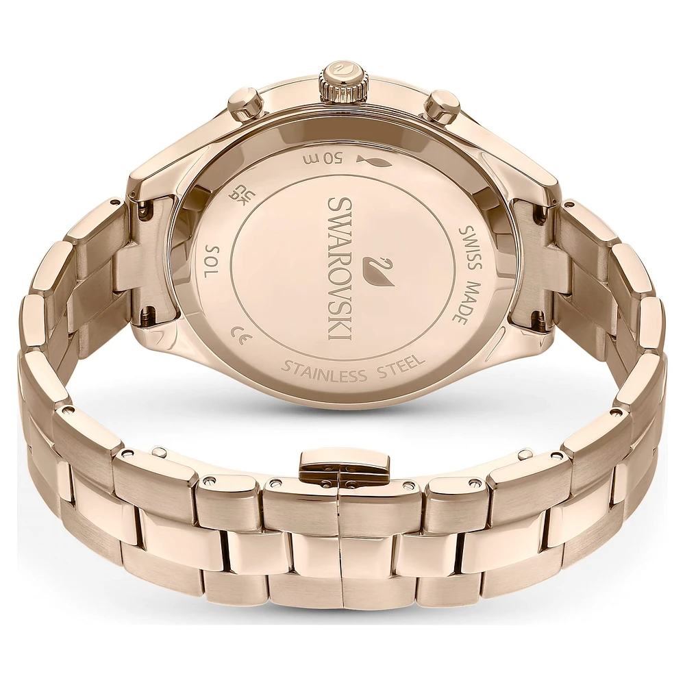Octea lux sport watch, Swiss Made, Metal bracelet, Blue, Champagne gold-tone finish by SWAROVSKI