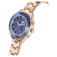 Octea lux sport watch, Swiss Made, Metal bracelet, Blue, Champagne gold-tone finish by SWAROVSKI