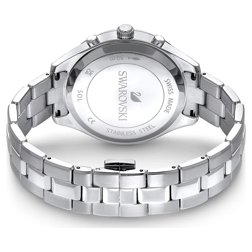 Octea lux sport watch, Swiss Made, Metal bracelet, Purple, Stainless steel by SWAROVSKI