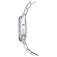 Octea lux sport watch, Swiss Made, Metal bracelet, Purple, Stainless steel by SWAROVSKI