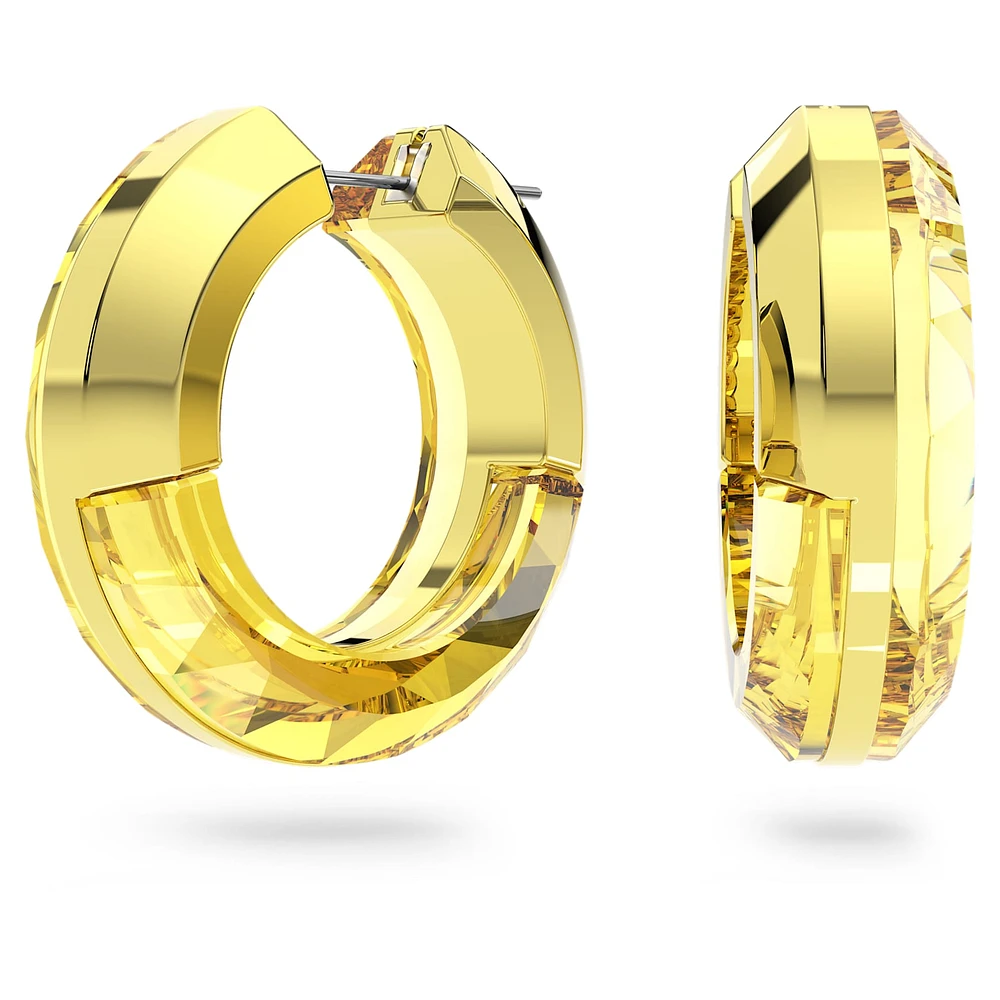 Lucent hoop earrings, Statement, Round shape, Yellow by SWAROVSKI