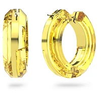 Lucent hoop earrings, Statement, Round shape, Yellow by SWAROVSKI
