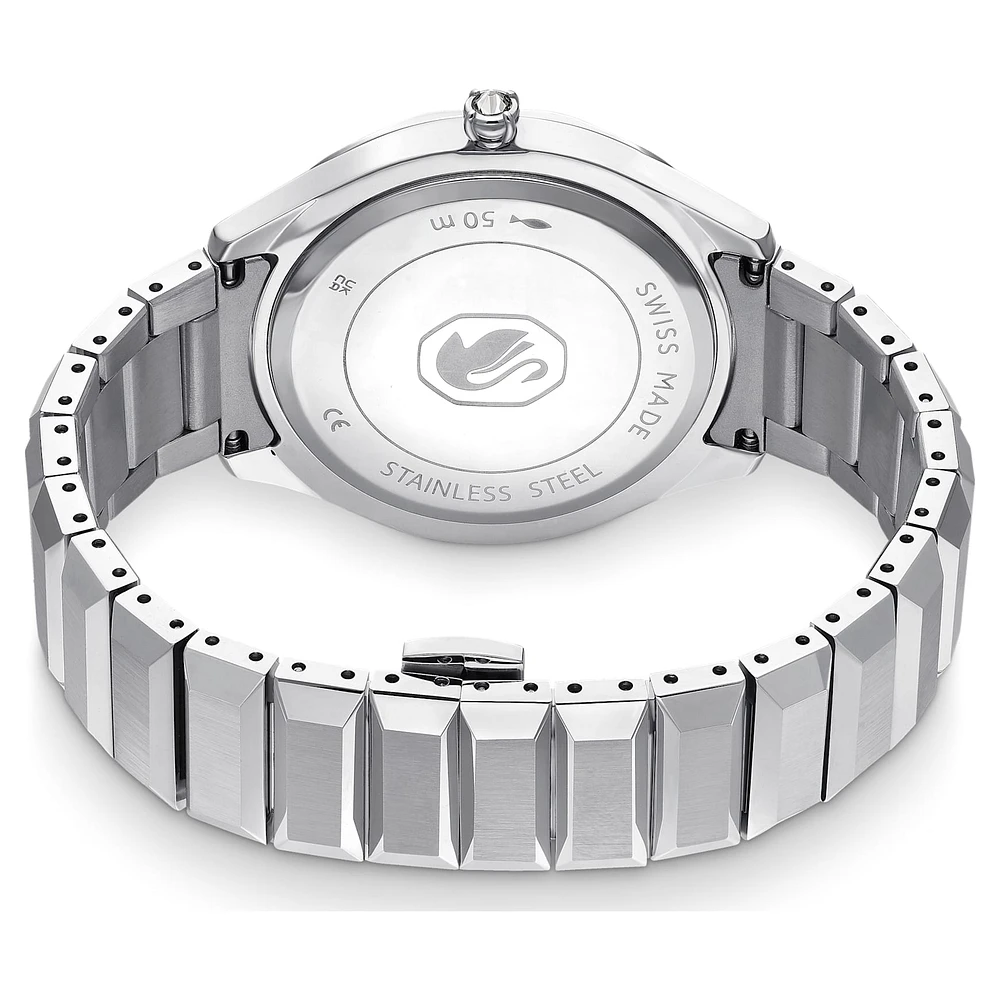 Dextera 3-hand watch, 37mm, Swiss Made, Metal bracelet, Silver Tone, Stainless steel by SWAROVSKI