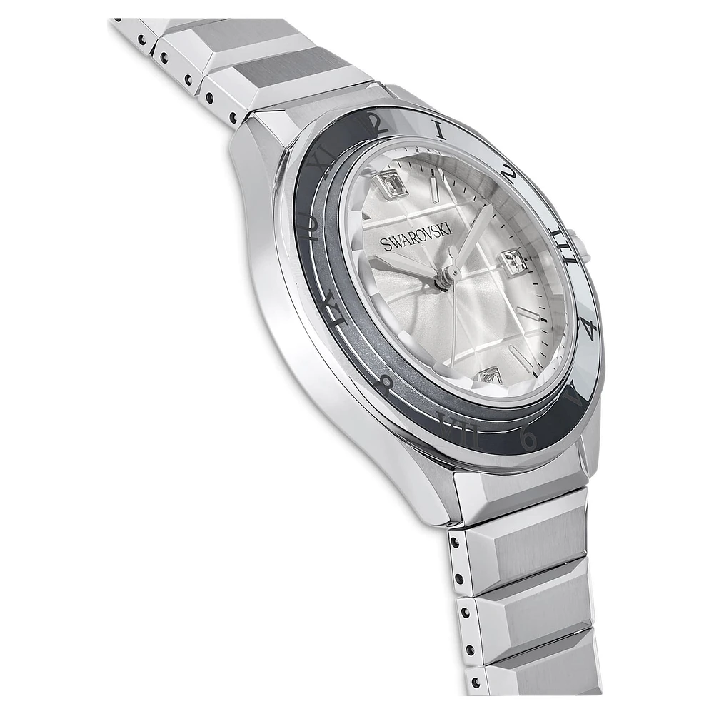 Dextera 3-hand watch, 37mm, Swiss Made, Metal bracelet, Silver Tone, Stainless steel by SWAROVSKI