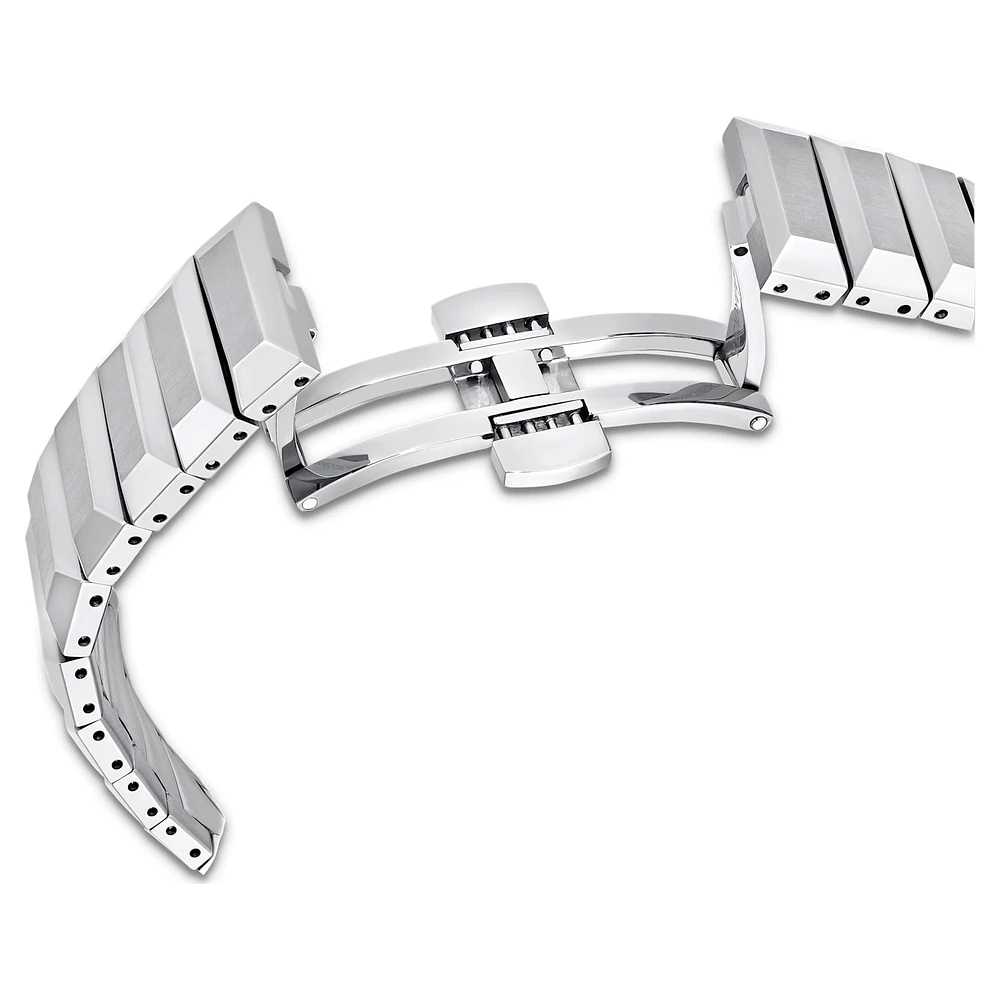 Dextera 3-hand watch, 37mm, Swiss Made, Metal bracelet, Silver Tone, Stainless steel by SWAROVSKI