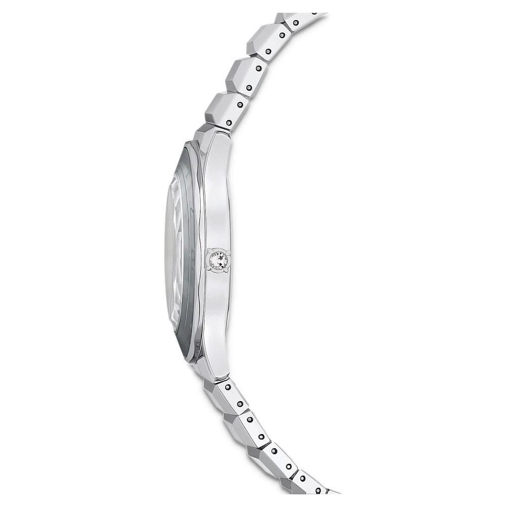Dextera 3-hand watch, 37mm, Swiss Made, Metal bracelet, Silver Tone, Stainless steel by SWAROVSKI