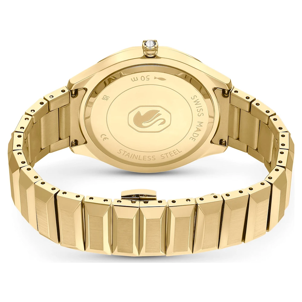 Dextera 3-hand watch, 37mm, Swiss Made, Metal bracelet, Gold tone, Gold-tone finish by SWAROVSKI