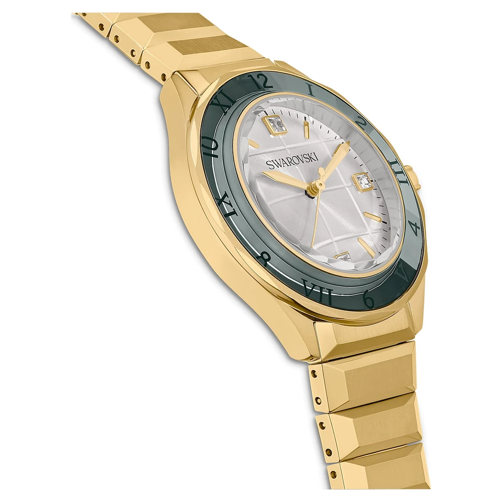 Dextera 3-hand watch, 37mm, Swiss Made, Metal bracelet, Gold tone, Gold-tone finish by SWAROVSKI