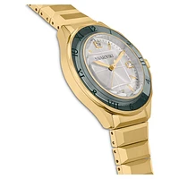 Dextera 3-hand watch, 37mm, Swiss Made, Metal bracelet, Gold tone, Gold-tone finish by SWAROVSKI