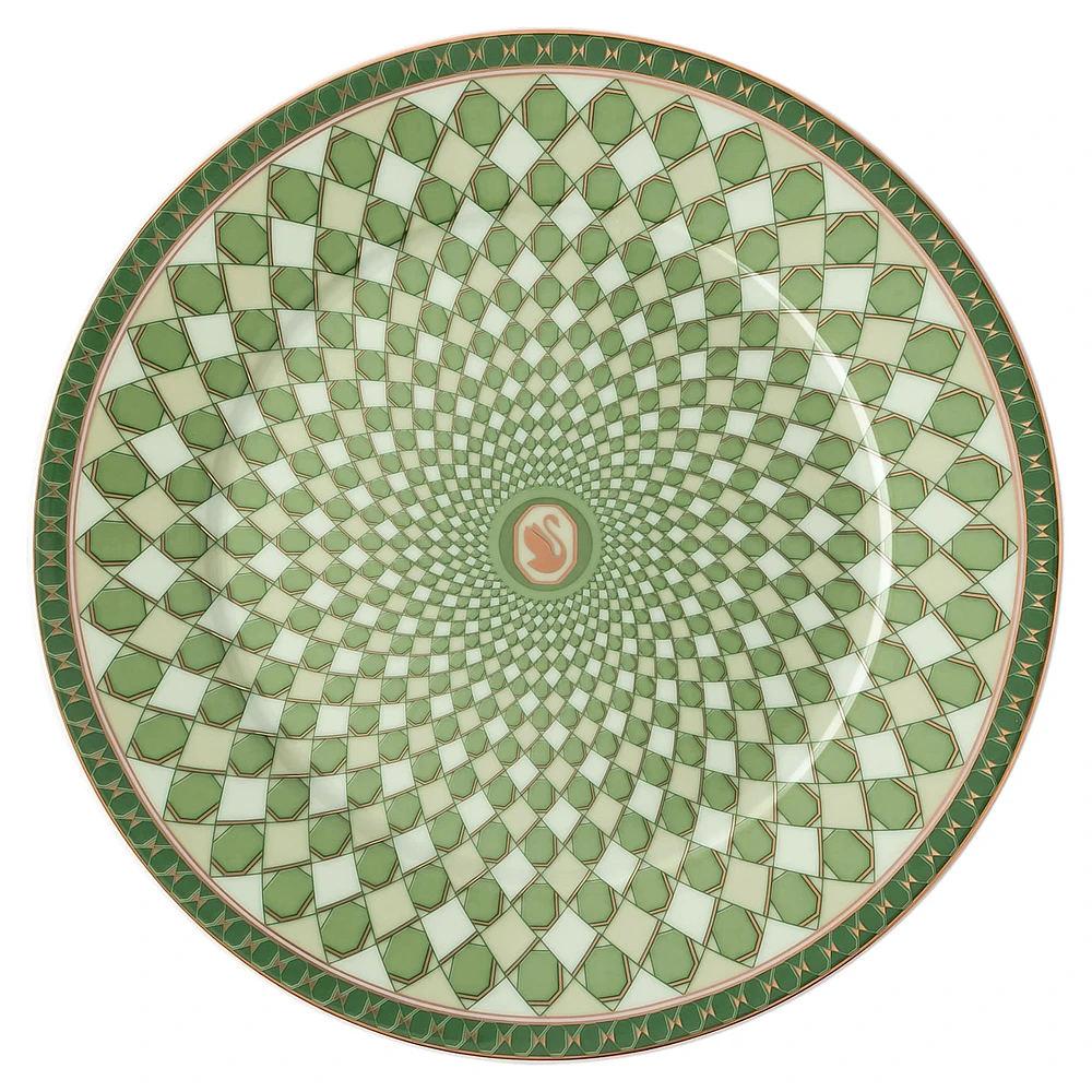 Signum bread plate, Porcelain, Green by SWAROVSKI
