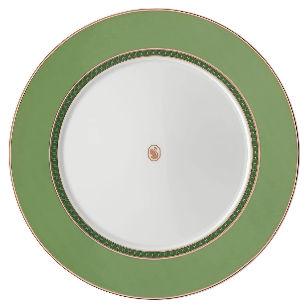 Signum dinner plate, Porcelain, Green by SWAROVSKI