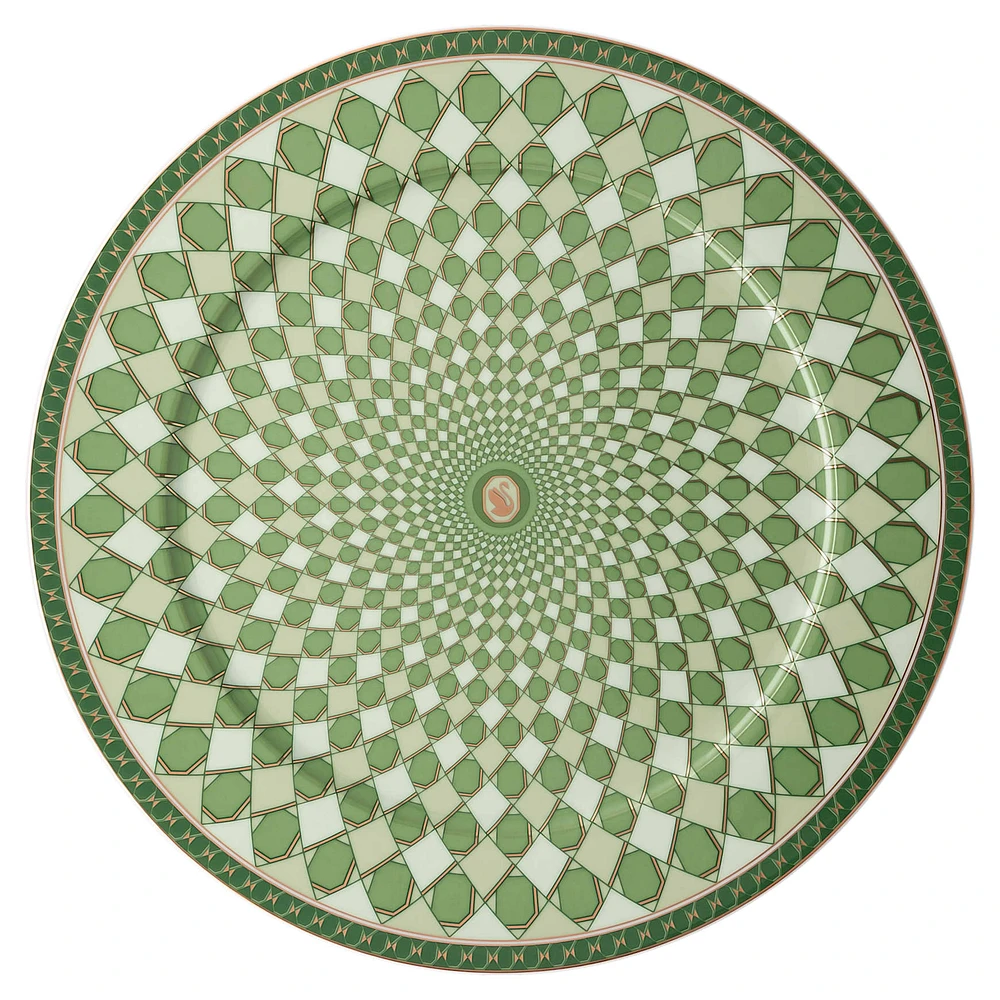 Signum service plate, Porcelain, Green by SWAROVSKI