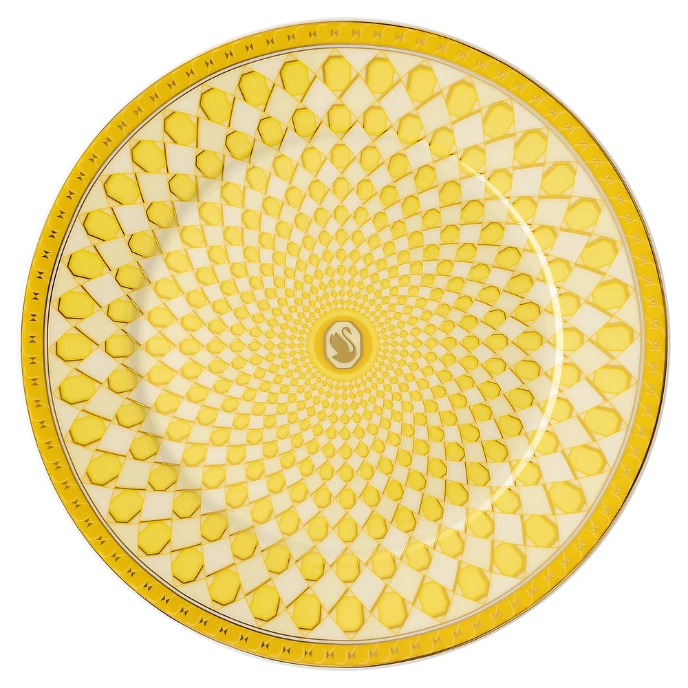 Signum bread plate, Porcelain, Yellow by SWAROVSKI