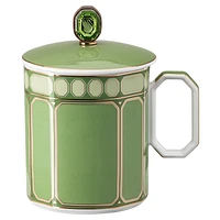 Signum mug with lid, Porcelain, Green by SWAROVSKI