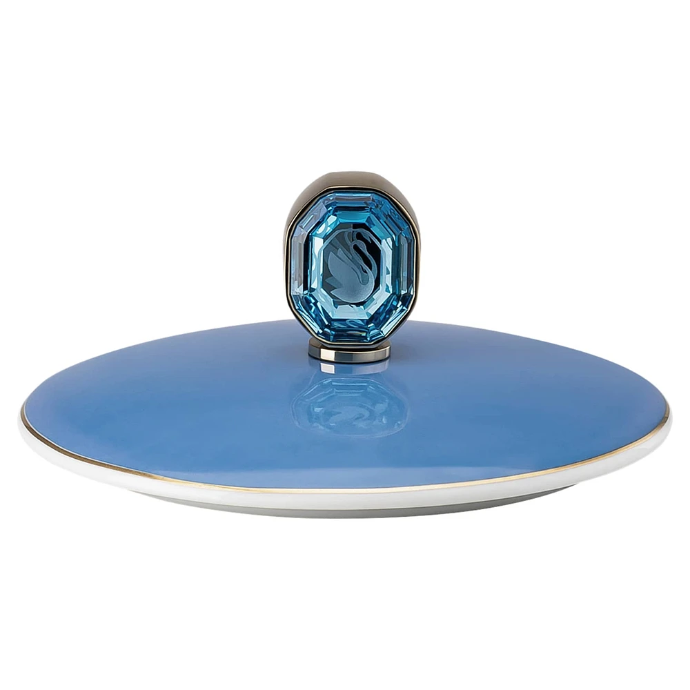Signum mug with lid, Porcelain, Blue by SWAROVSKI