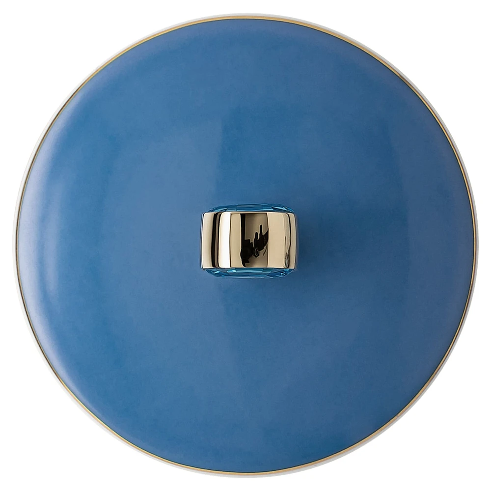 Signum mug with lid, Porcelain, Blue by SWAROVSKI