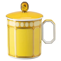 Signum mug with lid, Porcelain, Yellow by SWAROVSKI