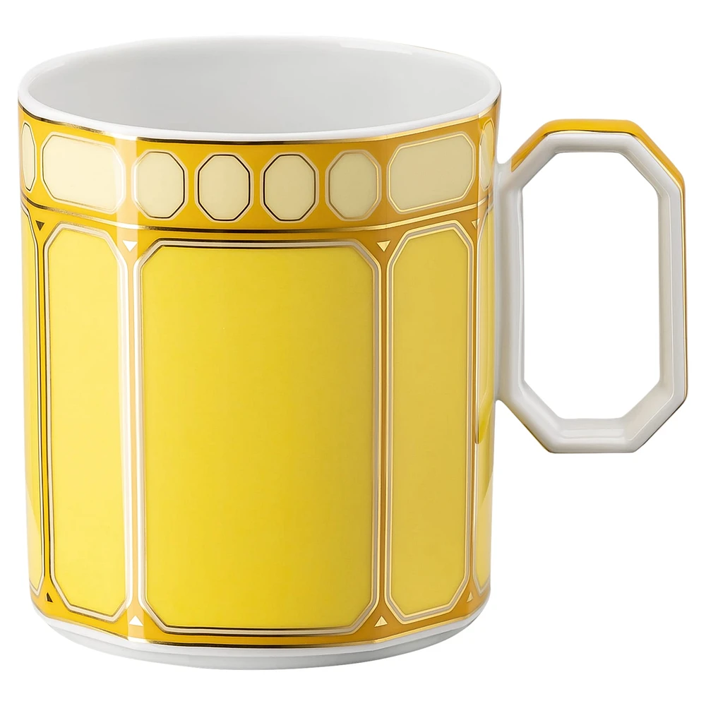 Signum mug with lid, Porcelain, Yellow by SWAROVSKI
