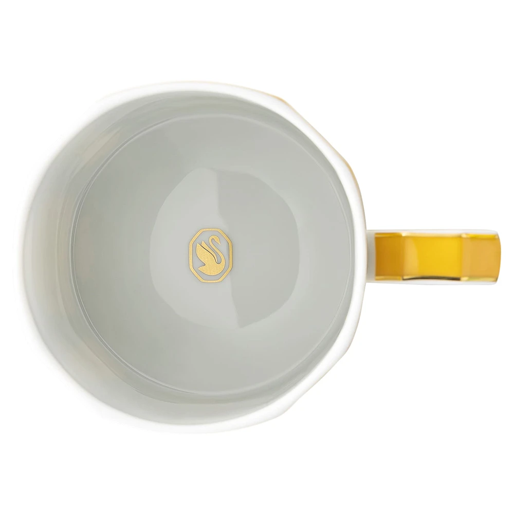 Signum mug with lid, Porcelain, Yellow by SWAROVSKI