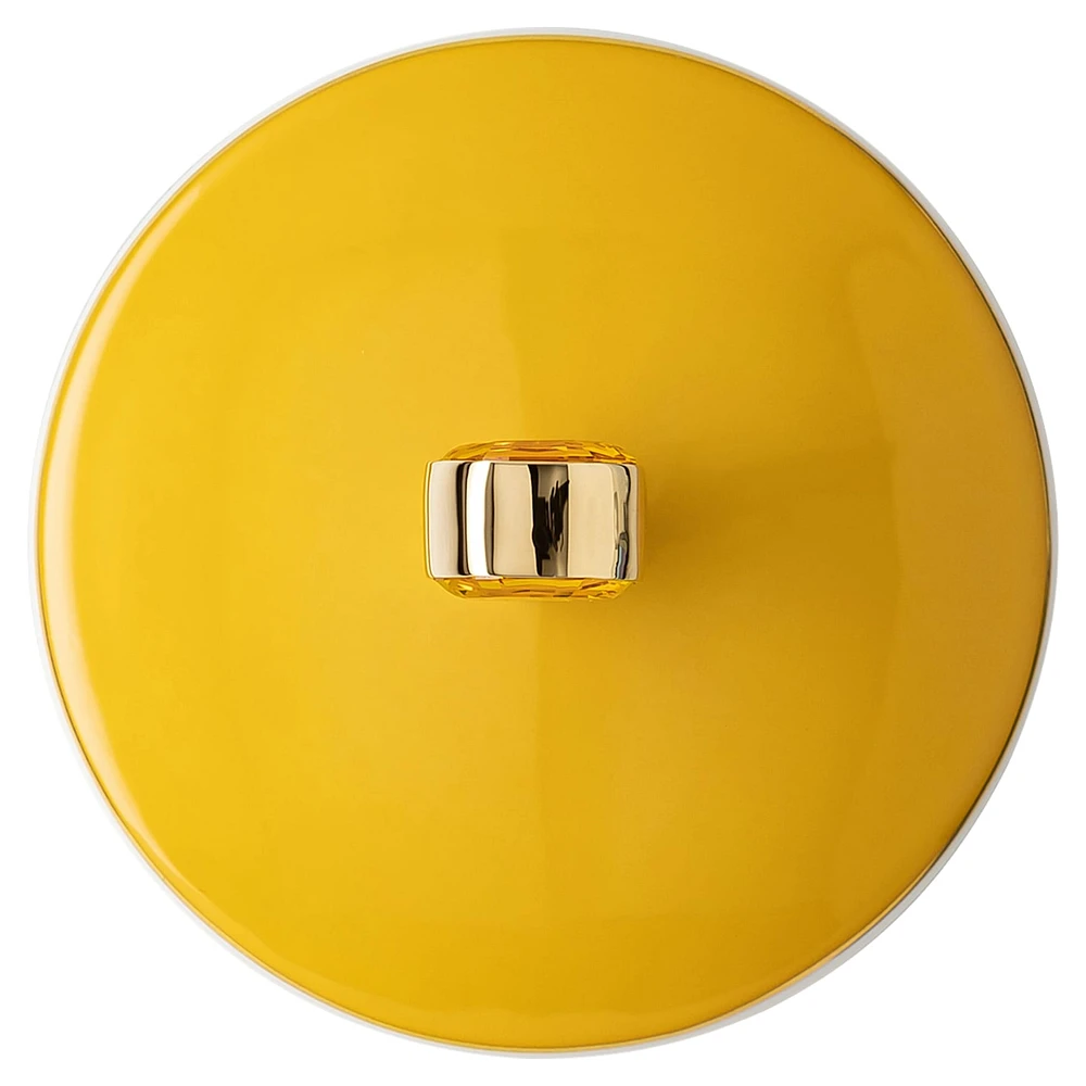 Signum mug with lid, Porcelain, Yellow by SWAROVSKI