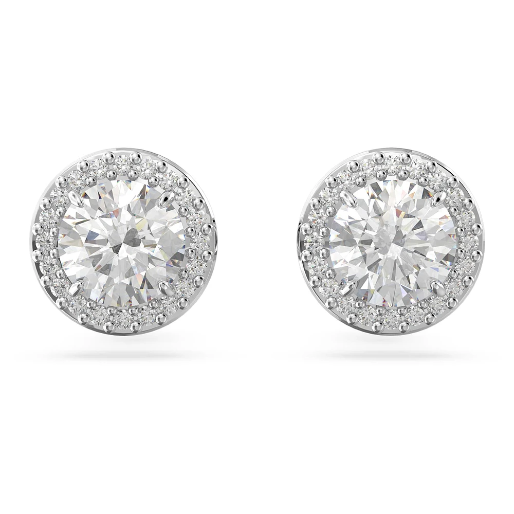 Constella stud earrings, Round cut, Pavé, White