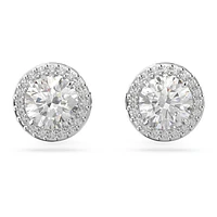 Constella stud earrings, Round cut, Pavé, White