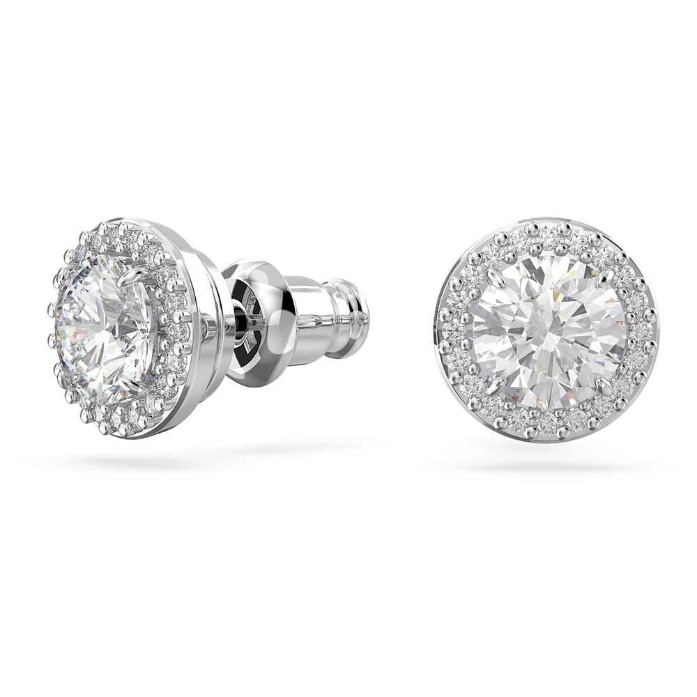 Constella stud earrings, Round cut, Pavé, White