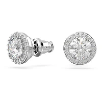 Constella stud earrings, Round cut, Pavé, White