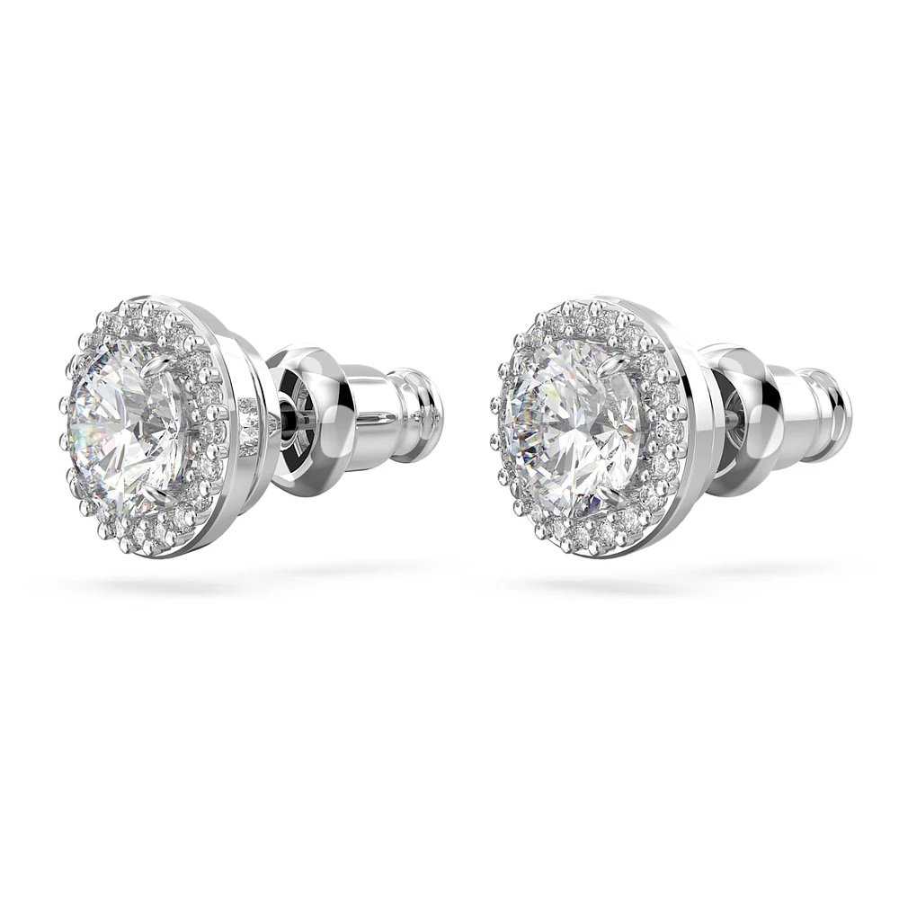 Constella stud earrings, Round cut, Pavé, White