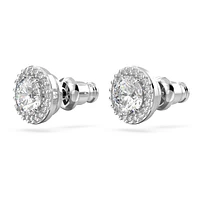 Constella stud earrings, Round cut, Pavé, White