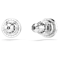 Constella stud earrings, Round cut, Pavé, White, Rhodium plated by SWAROVSKI