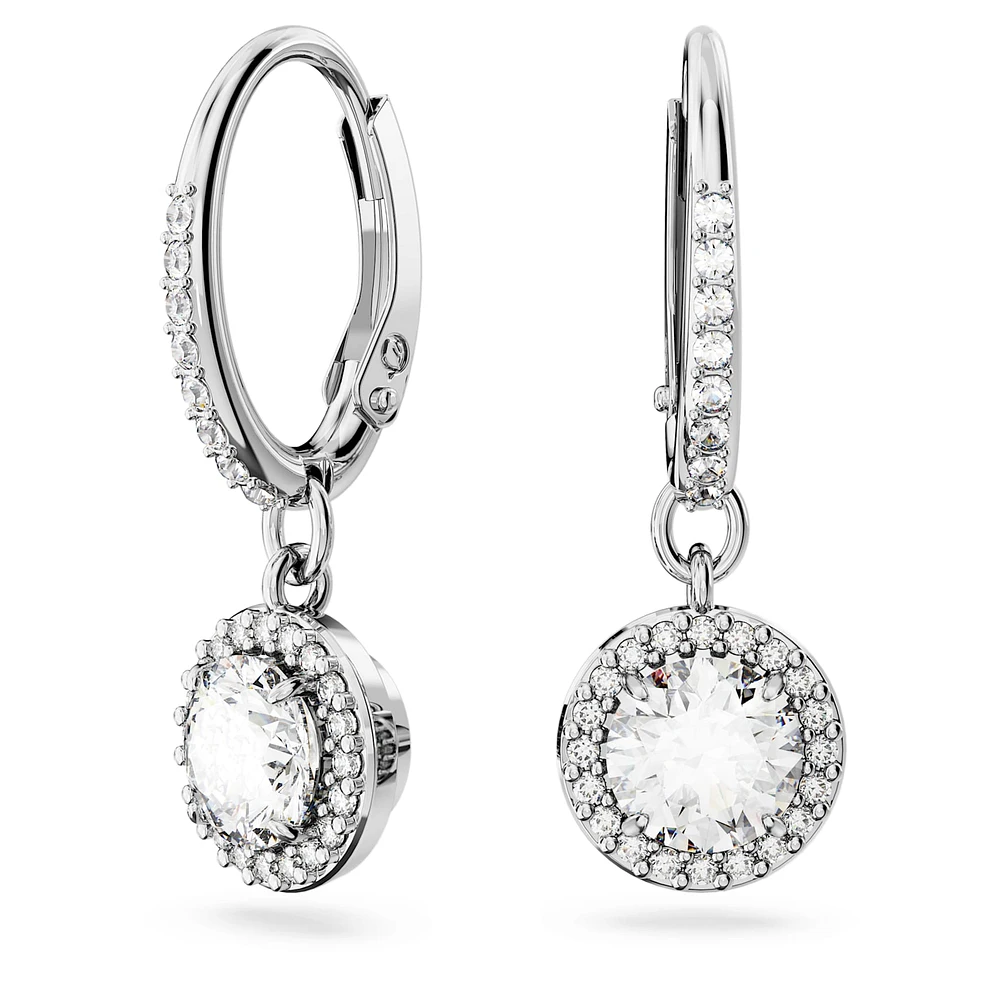Constella drop earrings, Round cut, Pavé, White