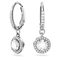 Constella drop earrings, Round cut, Pavé, White