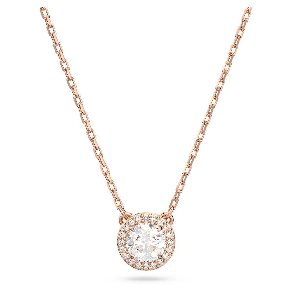 Constella pendant, Round cut, Pavé, White, Rose gold-tone plated by SWAROVSKI