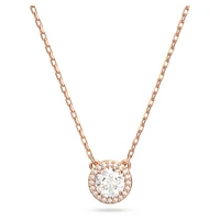 Constella pendant, Round cut, Pavé, White, Rose gold-tone plated by SWAROVSKI