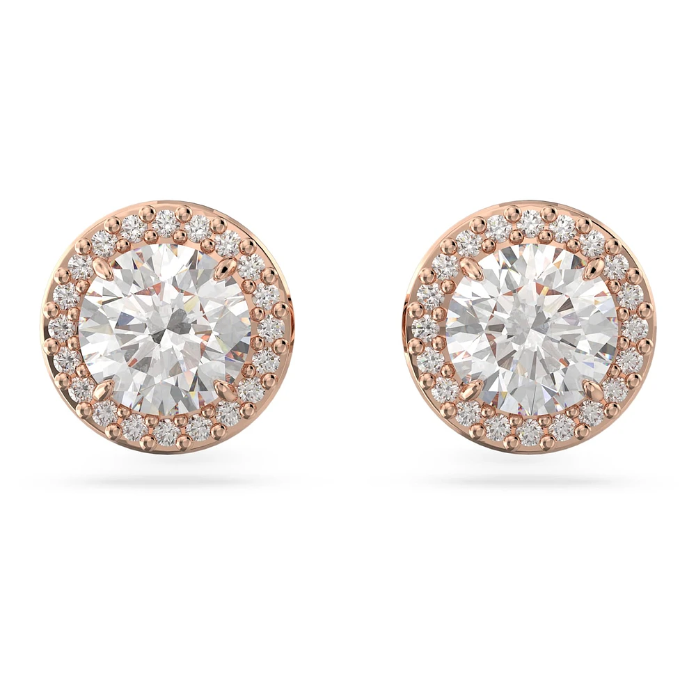 Constella stud earrings, Round cut, Pavé, White, Rose gold-tone plated by SWAROVSKI