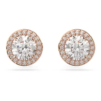 Constella stud earrings, Round cut, Pavé, White, Rose gold-tone plated by SWAROVSKI