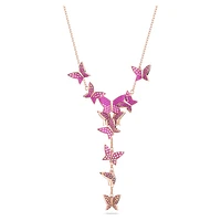 Idyllia Lilia Y necklace, Butterfly, Pink, Rose gold-tone plated by SWAROVSKI