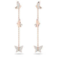 Idyllia Lilia drop earrings, Butterfly, Long, White, Rose gold-tone plated by SWAROVSKI