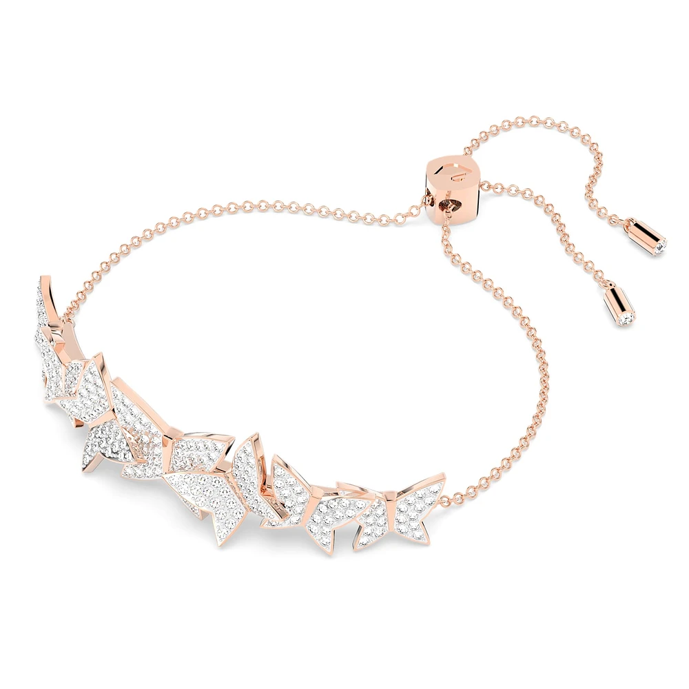 Idyllia Lilia bracelet, Butterfly, White, Rose gold-tone plated by SWAROVSKI